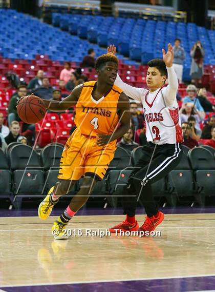 Thumbnail 1 in Stockton Christian vs. Aspire Langston Hughes Academy (@ Sleep Train Arena) photogallery.