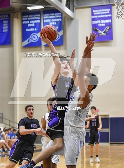 Thumbnail 2 in Saint Mary's Hall vs MacArthur [Douglas] (SAISD Basketball Tournament) photogallery.