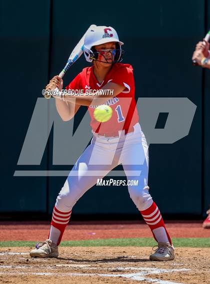Thumbnail 3 in Coahoma vs. Whitesboro (UIL 3A Softball Semifinal) photogallery.