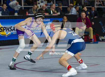 Thumbnail 1 in NYSPHSAA D1 Wrestling Championships (Semifinals 99 -126 lbs) photogallery.