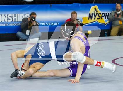 Thumbnail 3 in NYSPHSAA D1 Wrestling Championships (Semifinals 99 -126 lbs) photogallery.