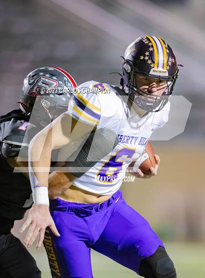 Thumbnail 1 in Pioneer vs. Liberty Hill (UIL Football 5A Division 2 Region 4 Area) photogallery.