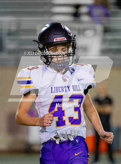 Thumbnail 2 in Pioneer vs. Liberty Hill (UIL Football 5A Division 2 Region 4 Area) photogallery.