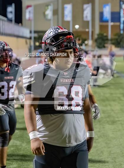 Thumbnail 3 in Pioneer vs. Liberty Hill (UIL Football 5A Division 2 Region 4 Area) photogallery.