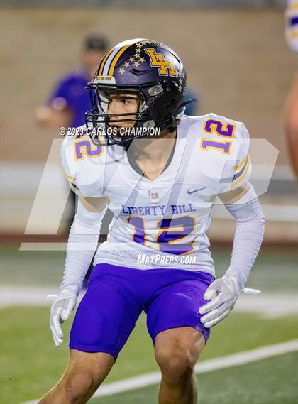 Thumbnail 3 in Pioneer vs. Liberty Hill (UIL Football 5A Division 2 Region 4 Area) photogallery.