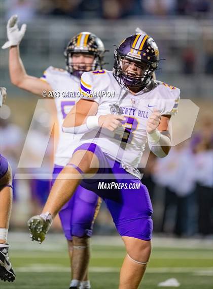 Thumbnail 1 in Pioneer vs. Liberty Hill (UIL Football 5A Division 2 Region 4 Area) photogallery.