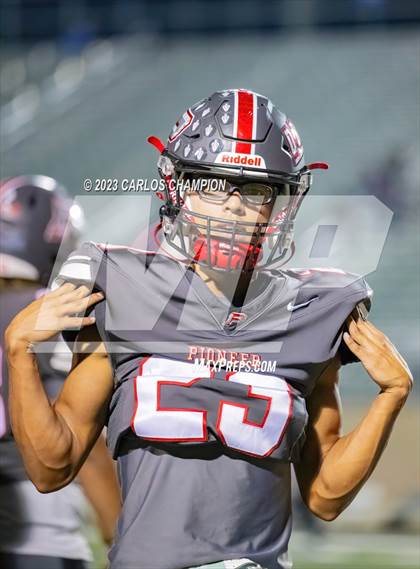 Thumbnail 3 in Pioneer vs. Liberty Hill (UIL Football 5A Division 2 Region 4 Area) photogallery.