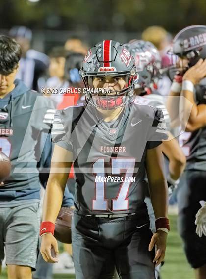 Thumbnail 1 in Pioneer vs. Liberty Hill (UIL Football 5A Division 2 Region 4 Area) photogallery.