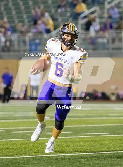 Thumbnail 3 in Pioneer vs. Liberty Hill (UIL Football 5A Division 2 Region 4 Area) photogallery.