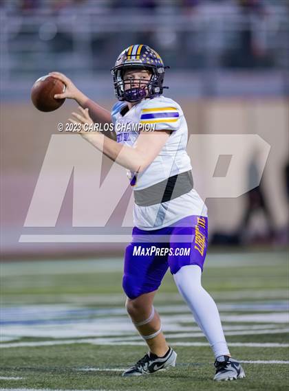 Thumbnail 2 in Pioneer vs. Liberty Hill (UIL Football 5A Division 2 Region 4 Area) photogallery.