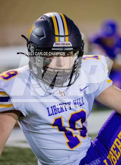 Thumbnail 1 in Pioneer vs. Liberty Hill (UIL Football 5A Division 2 Region 4 Area) photogallery.