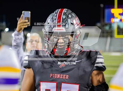 Thumbnail 3 in Pioneer vs. Liberty Hill (UIL Football 5A Division 2 Region 4 Area) photogallery.