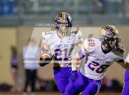 Thumbnail 1 in Pioneer vs. Liberty Hill (UIL Football 5A Division 2 Region 4 Area) photogallery.