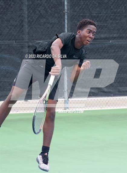 Thumbnail 3 in UIL Tennis 3A & 4A Mixed Doubles Quarterfinals photogallery.