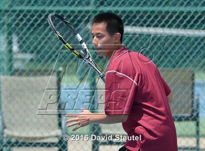 Thumbnail 3 in Dougherty Valley vs. Lowel (CIF NorCal Regional Team Tennis Championships) photogallery.