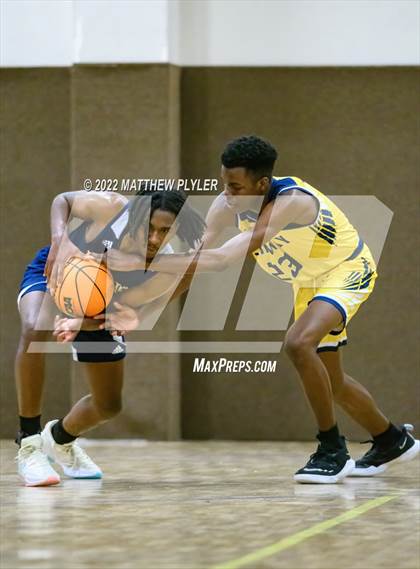 Thumbnail 2 in New Life Christian Academy vs. Heirway Christian Academy (Isaac Levy Veterans Day Tournament) photogallery.