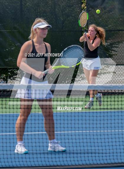 Thumbnail 2 in NCHSAA 3A Girls Tennis Championships (Doubles) photogallery.