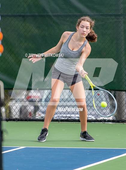 Thumbnail 3 in NCHSAA 3A Girls Tennis Championships (Doubles) photogallery.
