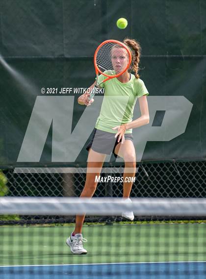 Thumbnail 2 in NCHSAA 3A Girls Tennis Championships (Doubles) photogallery.