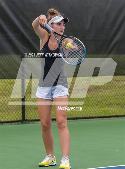 Thumbnail 3 in NCHSAA 3A Girls Tennis Championships (Doubles) photogallery.