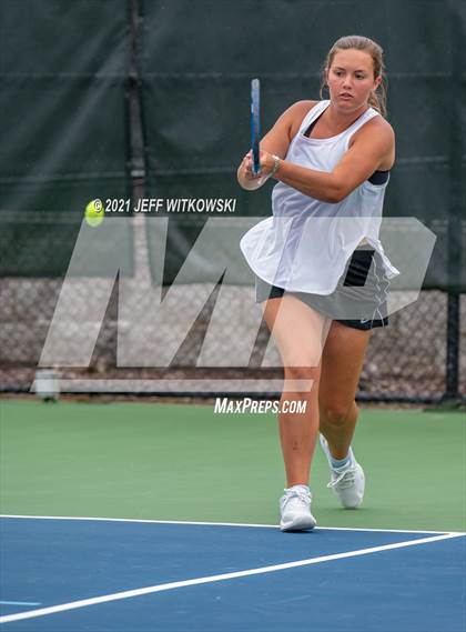 Thumbnail 3 in NCHSAA 3A Girls Tennis Championships (Doubles) photogallery.