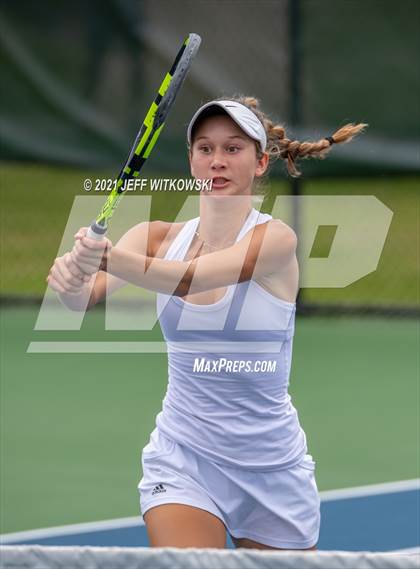 Thumbnail 3 in NCHSAA 3A Girls Tennis Championships (Doubles) photogallery.