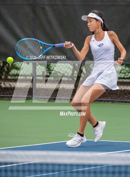 Thumbnail 2 in NCHSAA 3A Girls Tennis Championships (Doubles) photogallery.