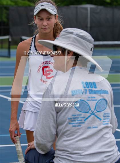 Thumbnail 1 in NCHSAA 3A Girls Tennis Championships (Doubles) photogallery.