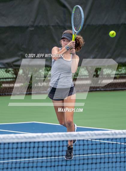 Thumbnail 2 in NCHSAA 3A Girls Tennis Championships (Doubles) photogallery.