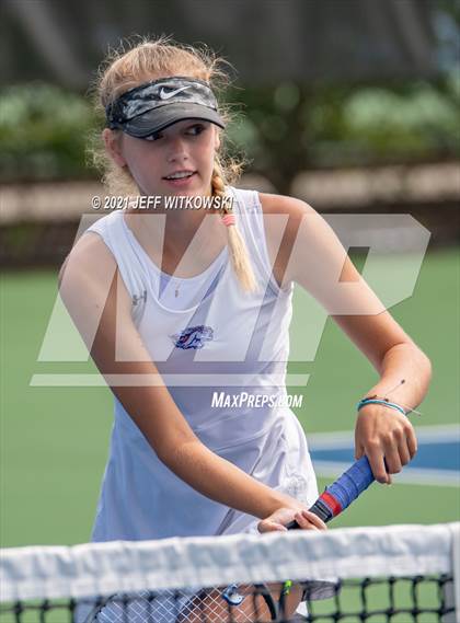 Thumbnail 3 in NCHSAA 3A Girls Tennis Championships (Doubles) photogallery.