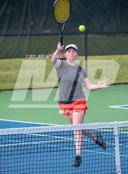 Thumbnail 2 in NCHSAA 3A Girls Tennis Championships (Doubles) photogallery.