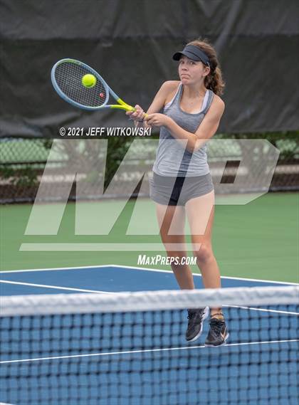Thumbnail 1 in NCHSAA 3A Girls Tennis Championships (Doubles) photogallery.