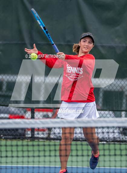 Thumbnail 3 in NCHSAA 3A Girls Tennis Championships (Doubles) photogallery.