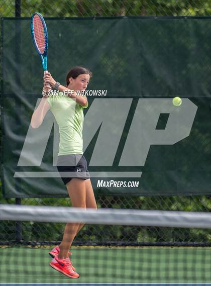 Thumbnail 2 in NCHSAA 3A Girls Tennis Championships (Doubles) photogallery.