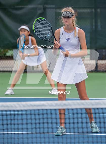 Thumbnail 3 in NCHSAA 3A Girls Tennis Championships (Doubles) photogallery.