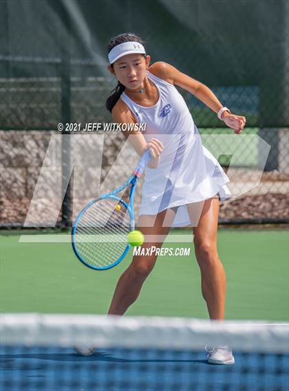 Thumbnail 3 in NCHSAA 3A Girls Tennis Championships (Doubles) photogallery.