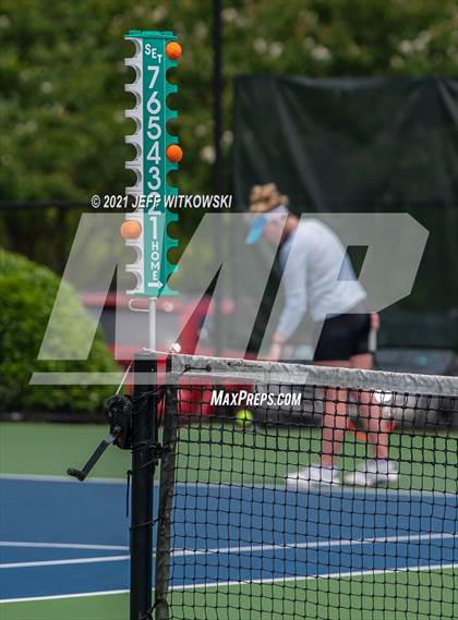 Thumbnail 2 in NCHSAA 3A Girls Tennis Championships (Doubles) photogallery.