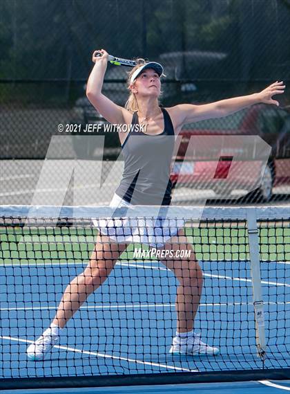 Thumbnail 3 in NCHSAA 3A Girls Tennis Championships (Doubles) photogallery.