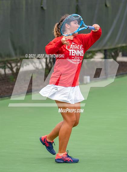 Thumbnail 2 in NCHSAA 3A Girls Tennis Championships (Doubles) photogallery.