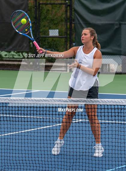 Thumbnail 2 in NCHSAA 3A Girls Tennis Championships (Doubles) photogallery.