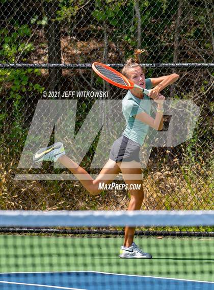 Thumbnail 2 in NCHSAA 3A Girls Tennis Championships (Doubles) photogallery.