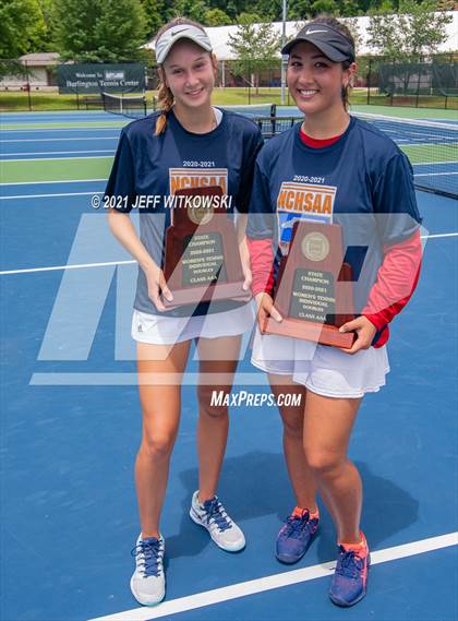 Thumbnail 2 in NCHSAA 3A Girls Tennis Championships (Doubles) photogallery.