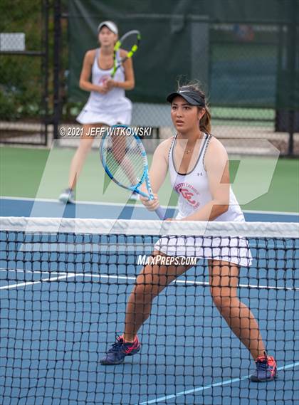 Thumbnail 3 in NCHSAA 3A Girls Tennis Championships (Doubles) photogallery.