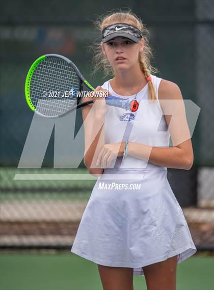 Thumbnail 2 in NCHSAA 3A Girls Tennis Championships (Doubles) photogallery.