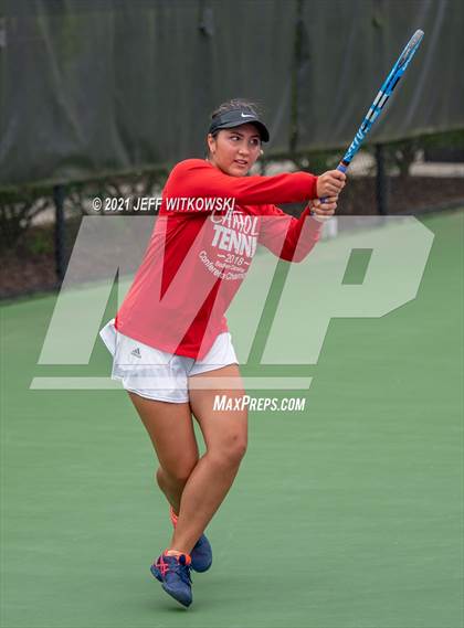 Thumbnail 1 in NCHSAA 3A Girls Tennis Championships (Doubles) photogallery.