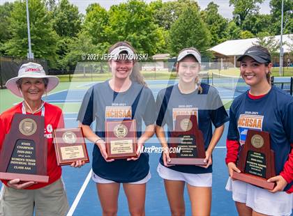 Thumbnail 1 in NCHSAA 3A Girls Tennis Championships (Doubles) photogallery.
