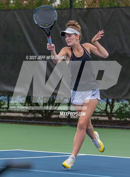 Thumbnail 2 in NCHSAA 3A Girls Tennis Championships (Doubles) photogallery.