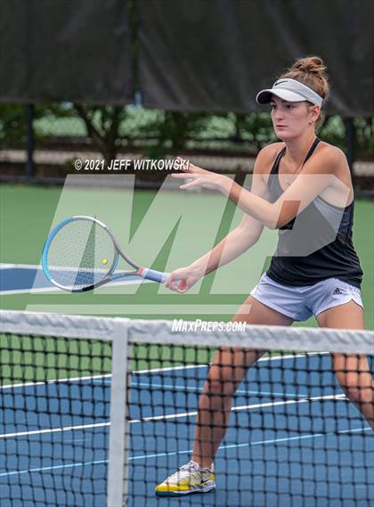 Thumbnail 3 in NCHSAA 3A Girls Tennis Championships (Doubles) photogallery.