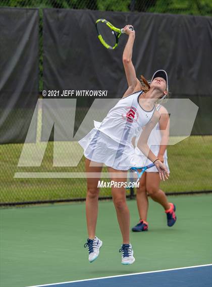Thumbnail 2 in NCHSAA 3A Girls Tennis Championships (Doubles) photogallery.