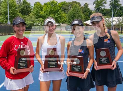 Thumbnail 2 in NCHSAA 3A Girls Tennis Championships (Doubles) photogallery.